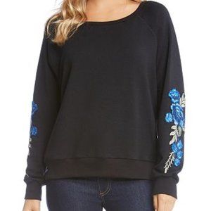 Karen Kane Floral Embroidered Appliqué Sweatshirt
